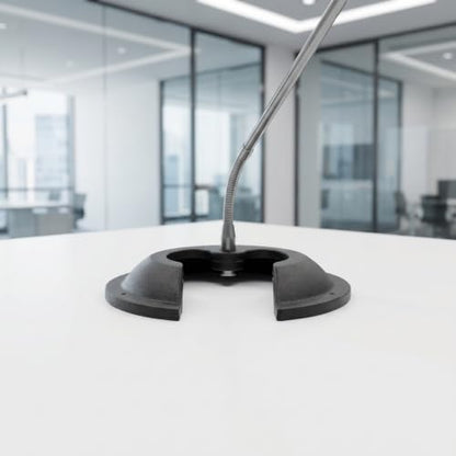 Mic Stand Base: 9.65 Inch Heavy Duty Metal Table Desktop Mic Mount - Cow Horn Shape Microphone Desk/Floor Stand Base for Home Studio Recording - size: 24.50X24.50X3.00CM