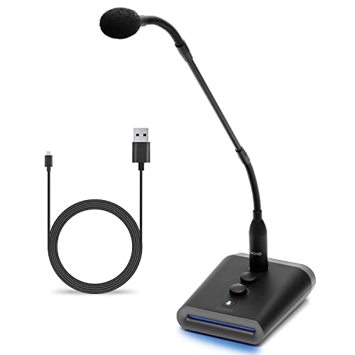 Movo GM-7 Professional 18-inch Gooseneck Microphone and USB Interface Base with RGB Lights, Gain, Mute - Podium Microphone with Stand for Streaming, Meetings, Lectures - USB Mic for Mac and PC