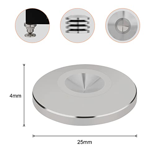 Preffair 4Pcs Stainless Steel Audio Speaker Spike Pads Mats Speaker Isolation Stand Feet Cone Shock Floor Protector Base for HiFi Turntable Subwoofer Loudspeaker Amplifier CD DVD Player - color: Stainless Steel