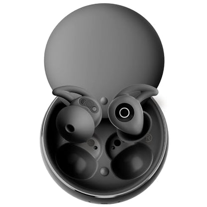 Sleepals Micro Sleep Earbuds for Side Sleepers | Sleep Headphones with Soft and Snug Fit | Moderate Noise Reduction (not ANC) | Small and Light, 4H Single Play, 28H with Charging Case (Black) - color: Black/Silver
