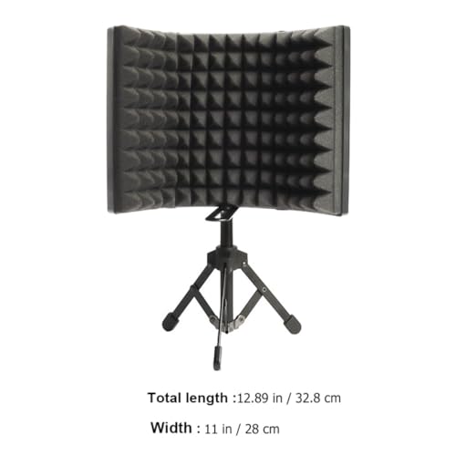 MAGICLULU Microphone Windshield Isolation Shield with Absorbent Foam, Small Three-panel Soundproof Mic Cover with Desktop Stand for Studio Recording and Vocal Noise Reduction