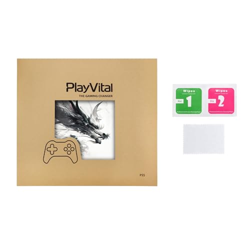 PlayVital Full Set Skin Sticker for ps5 Slim Console Disc Edition (The New Smaller Design), Vinyl Skin Decal Cover for ps5 Controller & Headset & Charging Station - Ink Spirit Dragon | Vinyl sticker, protective film for PS5 controller, charging station, h