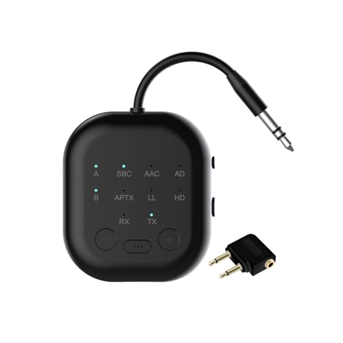 Bluetooth Transmitter Receiver,Bluetooth Audio Adapter for Airplane,WirelessTransmitter for TV,Gym, Aptx HD, Aptx Low Latency Audio for 2 AirPods/Headphones - color: Black