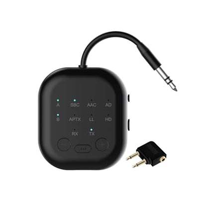 Bluetooth Transmitter Receiver,Bluetooth Audio Adapter for Airplane,WirelessTransmitter for TV,Gym, Aptx HD, Aptx Low Latency Audio for 2 AirPods/Headphones - color: Black