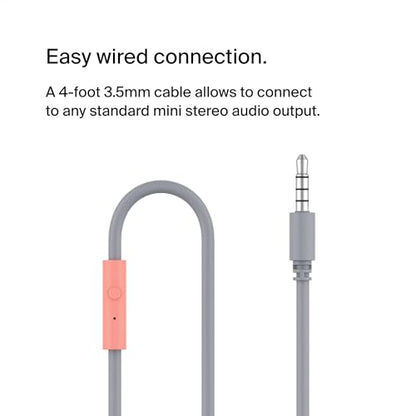 Belkin SoundForm Mini Wired Kids Headphones, On Ear, 3.5mm | Toddler headphones, built-in mic, 85dB safe volume limit, durable design, online learning, classroom, travel - color: Pink, style: Wired