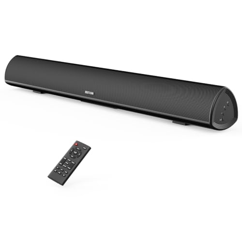 BESTISAN 80 Watt Soundbar, Sound Bars for TV of Home Theater System (Bluetooth 5.0, 34 inch, DSP, Strong Bass, Wireless Wired Connections, Bass Adjustable, Wall Mountable) - color: 34 inch black
