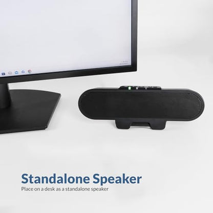 Cyber Acoustics USB & Bluetooth Speaker Bar (CA-2890PRO) USB Powered with Speakerphone for PC and Bluetooth for Connection to Smartphones, Clamps to Monitors up to 2 Inches Thick, 20 Watts - style: USB & BT - Pro