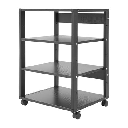 4-Tier AV Stand, Audio Video Media Rack with Lockable Wheels, 88 Lbs Capacity Audio Rack Shelf for Record Player, Stereo Receiver, Living Room, Black (4-Tier) - size: 4-Tier