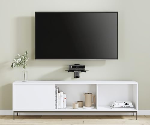 Mount-It! Floating Wall Shelf for AV Receiver & Game Consoles | Adjustable-height bracket stand holds cable box, PS4, Xbox One & Blu-ray player, single shelf.