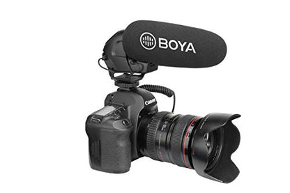 Boya BY-BM3032 Supercardioid On-Camera Shotgun Microphone with Headphone Out & Furry Windjammer for DSLR, Mirrorless & Video Cameras