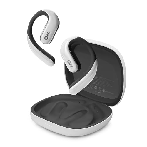 Oladance OWS Pro Open-Ear True Wireless Headphones, 16-Hour Playtime | Bluetooth 5.3, Dual-Device Connectivity, Amplifier Chip, Virtual Bass, Liquid Silicone, Titanium Frame, Comfortable Fit - color: White