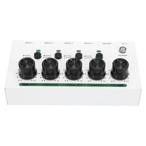 GOTOTOP 4 Channel Headphone Amplifier, Iron Casing Headphone Splitter with 4 Gold Plated Jacks and Individual Volume Control, USB Powered Audio Mixer for Studio Recording Podcast DJ