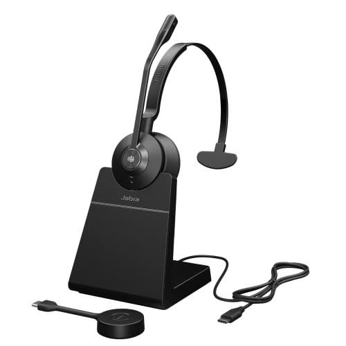 Jabra Engage 55 SE (Second Edition) Single-Ear Wireless Headset w/Charging Stand and Link 400 USB-C DECT Adapter – MS Teams Certified, Works with All Other Platforms, Black - size: USB-C Adapter, style: Teams Certified