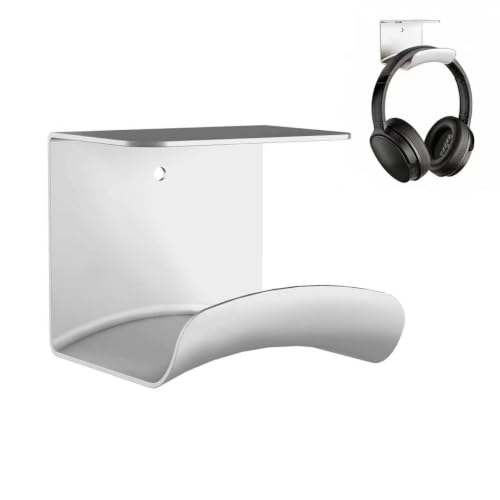 Headphone Holder, Aluminum Headset Hanger with Adhesive Mount | Space Saving Headphone Stand for Gaming Desk, Computer, Office Setup, Silver - color: Silver, size: For Wall&Desk