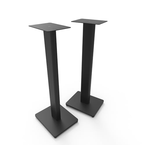 Kanto ST28 28” Universal Floor Speaker Stands for Bookshelf Speakers up to 30 lbs | Improved Sound | Hidden Cable Management | Timeless Design, | Pair | Black Steel w/Black MDF Base - size: 28 Inches - Black
