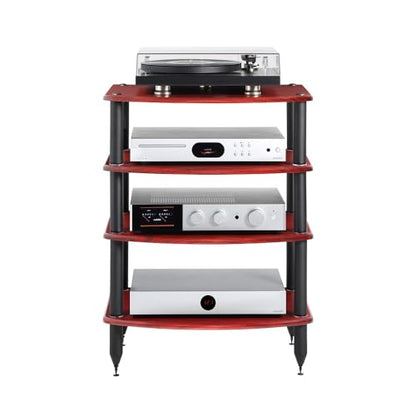 Pangea Audio Vulcan Four Shelf Audio Rack, Media Stand, and Components Cabinet 4 Shelf Rosenut Red - color: 4 Shelf Rosenut Red