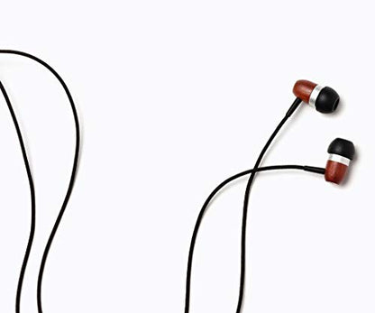 Symphonized Premium Wooden Earphones Wired (3.5mm Jack) Deep Bass Sound, 3D Sound, Microphone Volume Control, 90% Noise Cancelling Earphones for Android