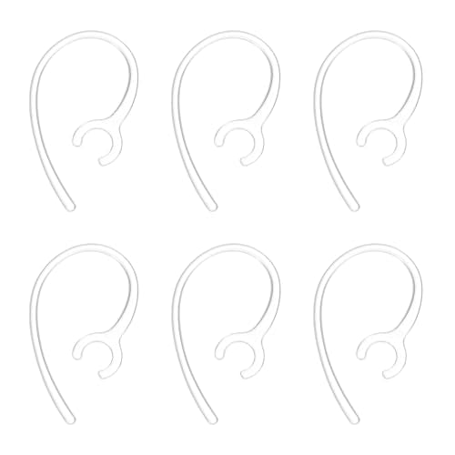 12 Pcs Replacement Ear Hooks 9mm/0.35", Clear Soft PC | Universal Small Ear Loop Clips Anti-Slip Earbuds Replacement for Single-Ear Bluetooth Headset - color: Clear