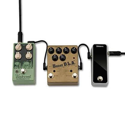D'Addario Flat Guitar Patch Cable 1 ft Right Angle, 1-Pack | D'Addario patch cables deliver clean signal, compact pedalboard routing, durable connectors and stage-ready performance.