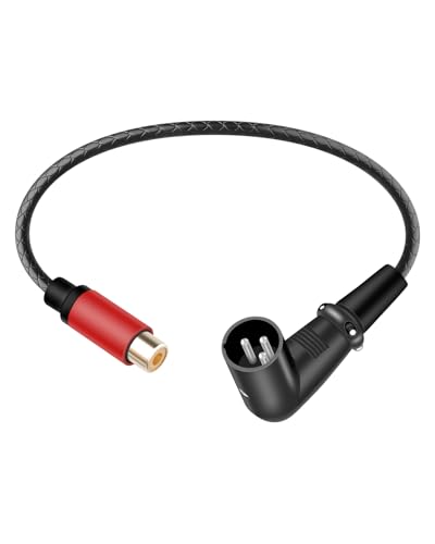 90 Degree 3Pin XLR to RCA Cable,Right Angle XLR Male to RCA Female Audio Adapter Cable for Mixers, Amplifiers, Players, Microphones est.(30CM/1FT) - style: 90 Degree XLR 3-Pin Male to RCA Female(0.3m/1ft)