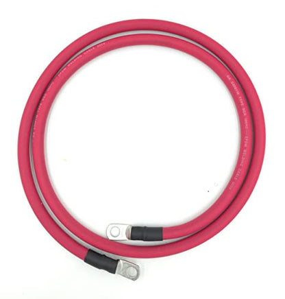 2 AWG Gauge Premium Battery Cables, Made in The USA, Positive or Negative, Red or Black, Replacement Battery Cables for Car, Truck, RV, Solar (6ft - 3/8" Lugs, Red) - size: 6ft - 3/8" Lugs, style: Red