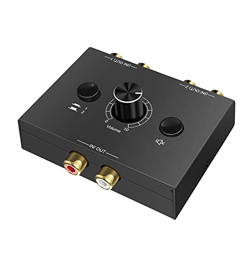 Bi-Directional 2-Way RCA Stereo Audio Switch Dignsun Audio Signal Source Switcher Selector Splitter Box for CD, DVD, Blu-ray Players, Active Speakers, etc. (2 Input-1 Output /1 Input-2 Output) - color: 2-Way