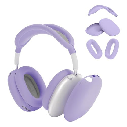 Cover Compatible with AirPods Max, Apple AirPod Max Ear Pad, Ear Cups and Headband Cover 3 in 1, Anti-Scratch Soft Silicone Headphone Accessories, Purple - color: Purple