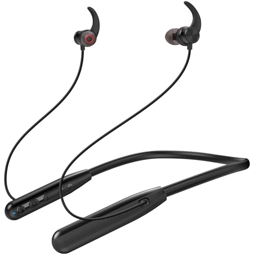 Rythflo Neckband Bluetooth Headphones, ENC IPX7 Sweatproof Sport Earbuds with AI-Enhanced Mic Vibration Call Alert, 50H Playtime Deep Bass Wireless Waterproof Earphones for Work Running Workout Gym | AI-Enhanced ENC Mic, IPX7 Waterproof, Deep Bass Sound,