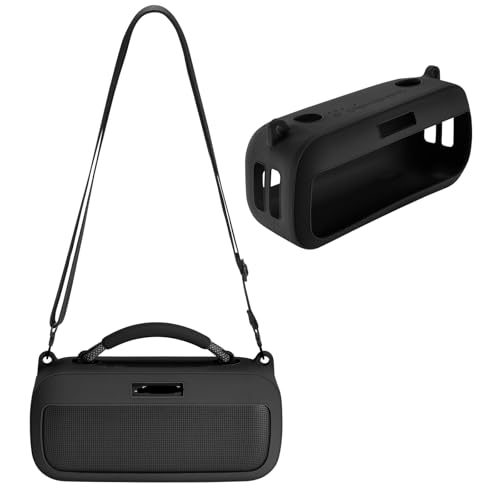 Silicone Protective Case for Bose SoundLink Max Wireless Bluetooth Speaker with Adjustable Shoulder Strap Durable Lightweight and Stylish (Black) - color: Black