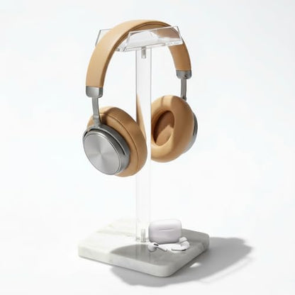 Acrylic Marble Headset Headphone Holders for Office Gaming Station - color: white