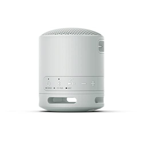 Sony SRS-XB100 Wireless Bluetooth Portable Lightweight Speaker, Light Gray | 16 Hr Battery, Super-Compact Travel Speaker, IP67 Waterproof & Dustproof Shower Speaker, Versatile Strap, Hands-free Calling - color: Light Gray
