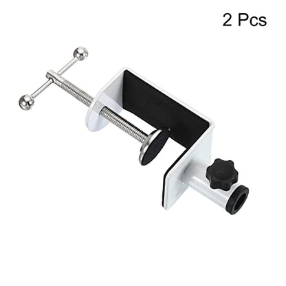 PATIKIL 0.49" Hole Dia. Desk Clamp, 2 Pcs Aluminum Alloy Universal Adjustable C-Clamp Mount Holder for Microphone Mic Arm Table Lamp, White - color: White