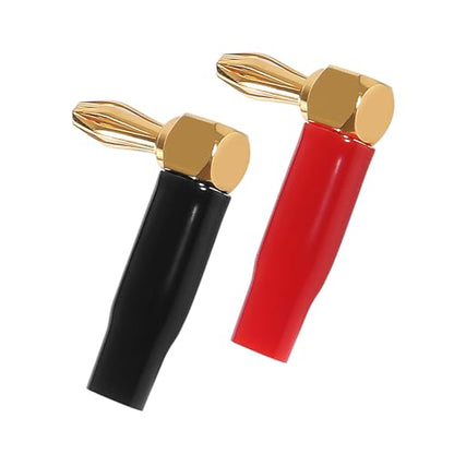 6 Pairs 4mm Speaker Banana Plugs Right Angle 24k Gold Plated 90 Degree Speaker Banana Connector(6 Pairs/12 Pcs)