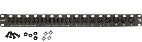 DIYTECH 16 Port XLR Patchbay — Balanced Patch Bay Audio Snake Panel with Reversible XLR Connectors, Metal Rack-Mount Chassis, Mounting Screws Included — Studio, Live Sound & Broadcast