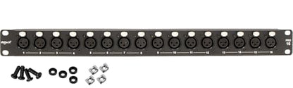DIYTECH 16 Port XLR Patchbay — Balanced Patch Bay Audio Snake Panel with Reversible XLR Connectors, Metal Rack-Mount Chassis, Mounting Screws Included — Studio, Live Sound & Broadcast