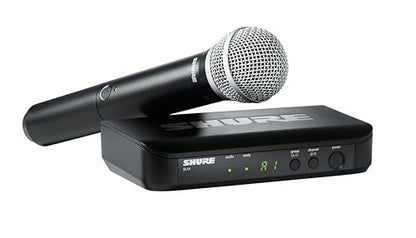 Shure BLX24/PG58 Wireless Vocal Microphone System - H9 Band | 14-hour battery and 300 ft UHF range with PG58 handheld vocal mic and single-channel receiver for live vocals - style: Full System