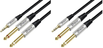 DTECH 3ft 3.5mm to 1/4 Adapter Audio Stereo Cable TRS 1/8 to Dual Quarter Inch TS 6.35mm Y Splitter Guitar AMP Aux Cord for Headphones Jack Laptop Speaker Phone Mixer (Pack of 2) - size: 3ft (Pack of 2)