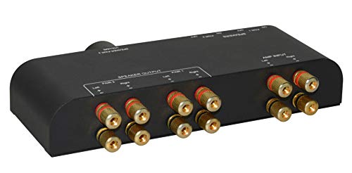 2 Way Speaker Switch, 1 in 2 Out Way Pair Stereo Speaker Selector W/Volume Control Metal Non-Slip Box - Black (61052), 9.0 x 3.25 x 1.5 - color: Matte Black