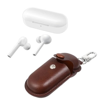 KALLORY Earbuds Storage Bag for in-Ear Headphones 3I, Waterproof Holder with Anti-Lost Scratch-Proof Dark Brown Cover for Travel and Daily Use