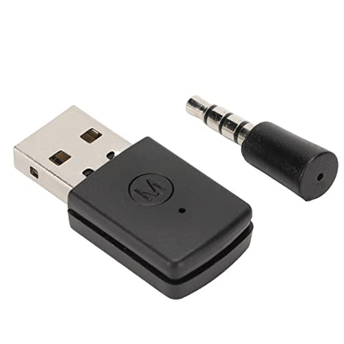 POCREATION Bluetooth USB Adapter for PS5 Gaming, Dual Mode Wireless Audio Transmitter Receiver, Plug & Play Bluetooth Dongle for Console Voice Chat, PS5 Controller, PC, 3.5mm Mic, Long Range