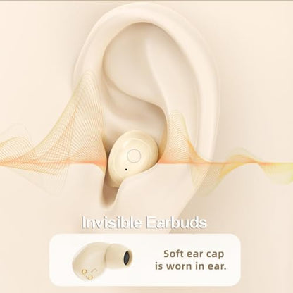 Xmenha Invisible Small Mini Earbuds Sleep Wireless Bluetooth for Small Ears Tiny Discreet Low Profile Hidden Earbuds for Work Sleep Ear Buds Invisible Headphones Black - color: Black