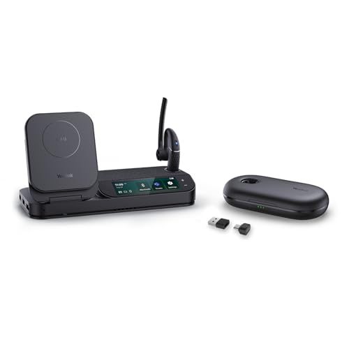 Yealink Bluetooth Headset Workstation, Office Wireless Headset with Mic, Speakerphone, Wireless Charging Pad, Charging Case, USB-C/A Dongle,Connect to Desk Phone, PC, Work with Teams Zoom - style: BH71 Workstation Pro (USB-C to A)