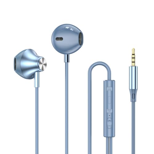 Wired in-Ear Headphones with Mic, HiFi Stereo 3.5mm for iPhone Android | Wired Headphones - in-Ear with Mic HiFi Stereo Sound Volume Control 3.5mm Jack for iPhone Android Tablets - color: Blue (3.5mm Jack)