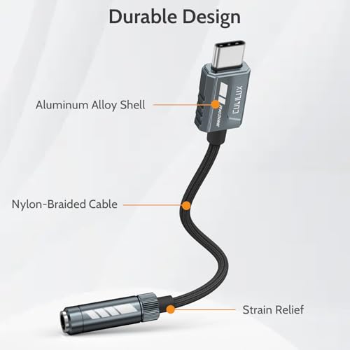 Cubilux USB C Headphone Adapter with 384kHz/24-bit DAC, Type C to 3.5mm Audio Jack Dongle, TRRS Microphone Connector for iPhone 17/16/15, iPad Pro 13/12.9/11 iPad Air 13/11, Galaxy S25/S24, Pixel 10/9