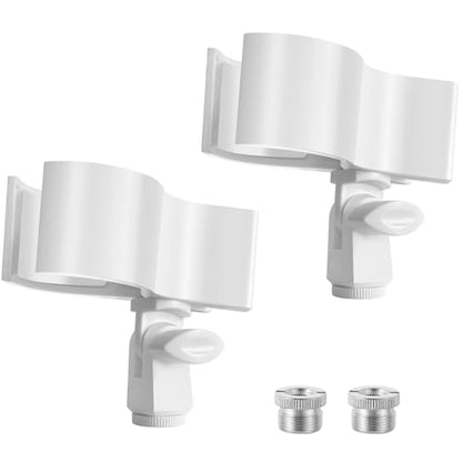 Large Microphone Clip for Mics with Outer Diameter 1.26" to 2.3" | Adjustable Mic Holder, Premium ABS, Inside sponge to protect microphones, With 5/8" Male to 3/8" Female Screw Adapter - color: White, size: 2 Pack