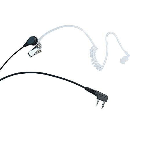 Caroo 2-Pin Acoustic Tube Earpiece Compatible with TK-3107 UV-5R 2-Pack | PTT Mic, Comfort, Hands-Free, Lightweight, Covert, Surveillance Headset, Kenwood Baofeng BF-888S UV-82 TK-2107 TK-3207