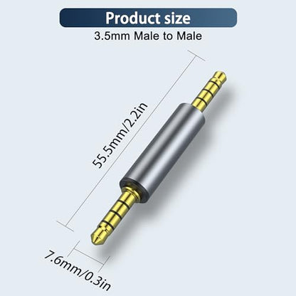 3 Pack 3.5mm Audio Adapter, 1/8" TRRS Stereo Jack Adapter, Male Coupler Gold Plated Connectors, for Mobile Phones, Tablets, Car Audio, Speakers - style: M to M