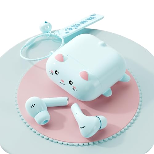 Xmenha True Wireless Green Cute Earbuds Bluetooth Kawaii Headphones for Girls - Small Mini Tiny Ear Buds for Kids - Noise Cancelling Earbuds TWS Earphones Wireless for iPhone Android - color: Green
