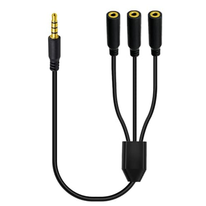 3.5mm Headphone Y Splitter Audio Cable (50cm) | 4Poles 1 to 3 Way 3.5mm (1/8") TRRS AUX Stereo Jack 1 Male to 3 Female Adapter Cord for Earphone,Headset,Laptop,Phone(3 Way) - style: 3 Way
