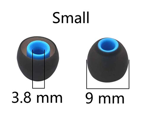 12PCS Small Size Replacement Ear Tips Earbuds Eartips Eargels Ear Cap for Powerbeats Pro, BeatsX, Senso, TOZO, Sony & Other Inner Hole 3.8mm Earbud in-Ear Headphones,Black-Blue,S